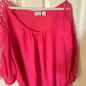 Ladies l/s blouse with scoop neck